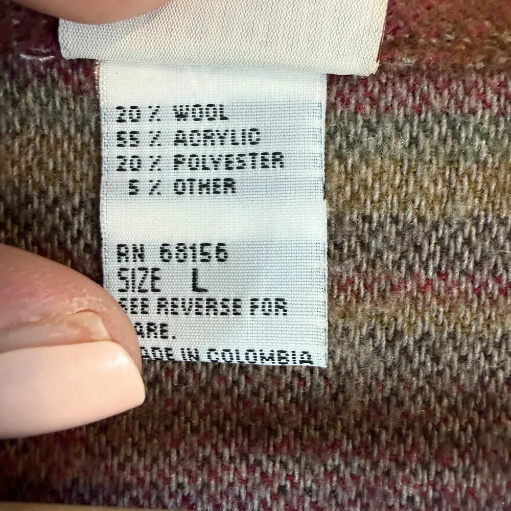 Vintage 90s Southwest Wool Blend Vest Aztec Navajo Stripe Women's L Memphis